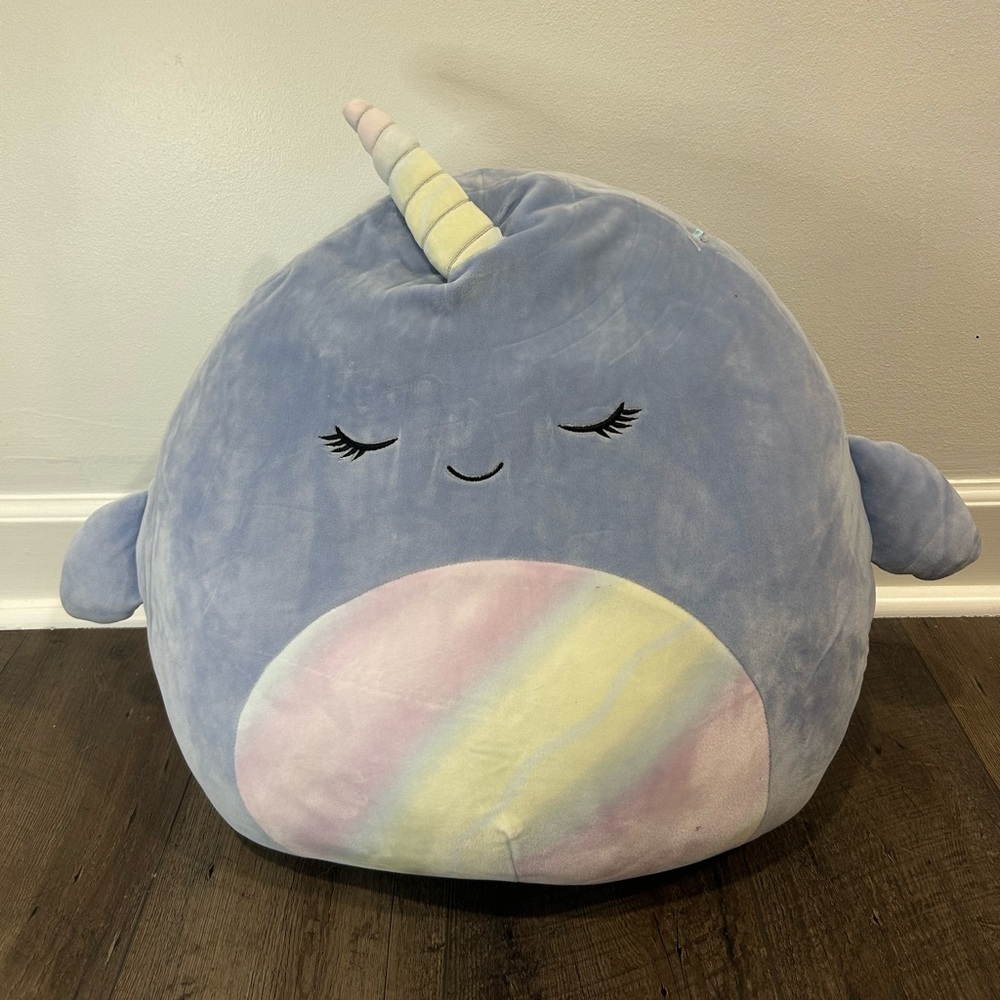 Squishmallow Rare 2021 Naomi Narwhal 16" Pastel Blue Purple Soft Plush Toy